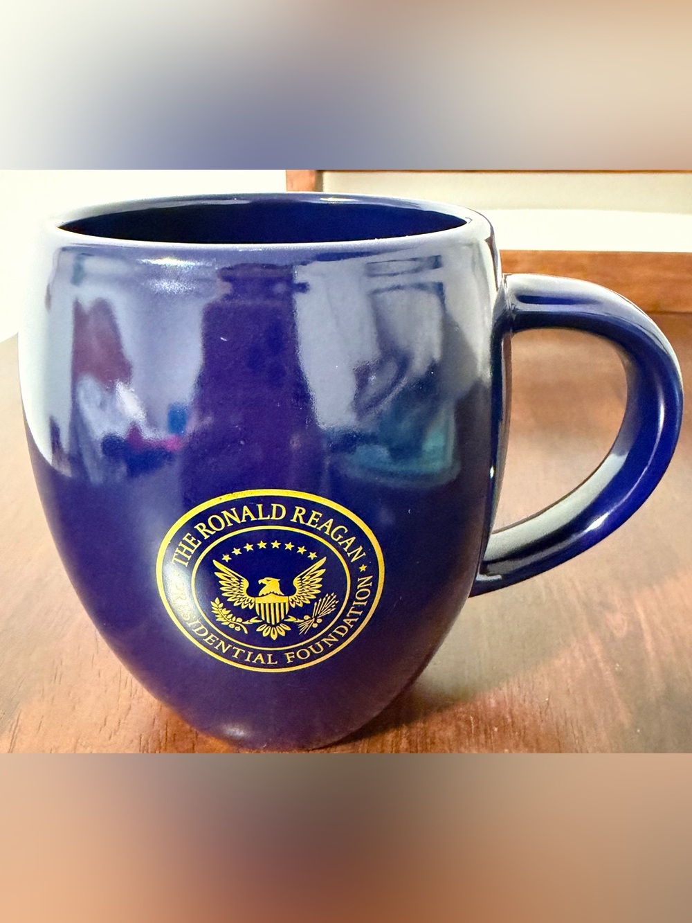 Ronald Reagan Presidential 16oz Mug Blue & Gold-Nine Most Terrifying Words!